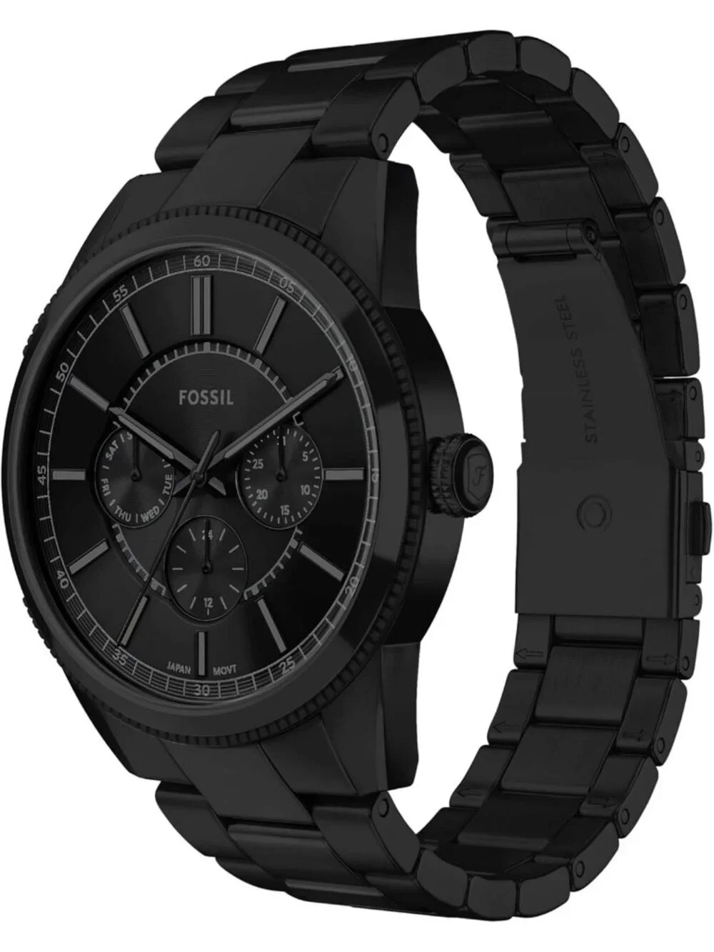 Men's Black Pearson Multifunction Stainless Steel Bracelet Waterproof Watch